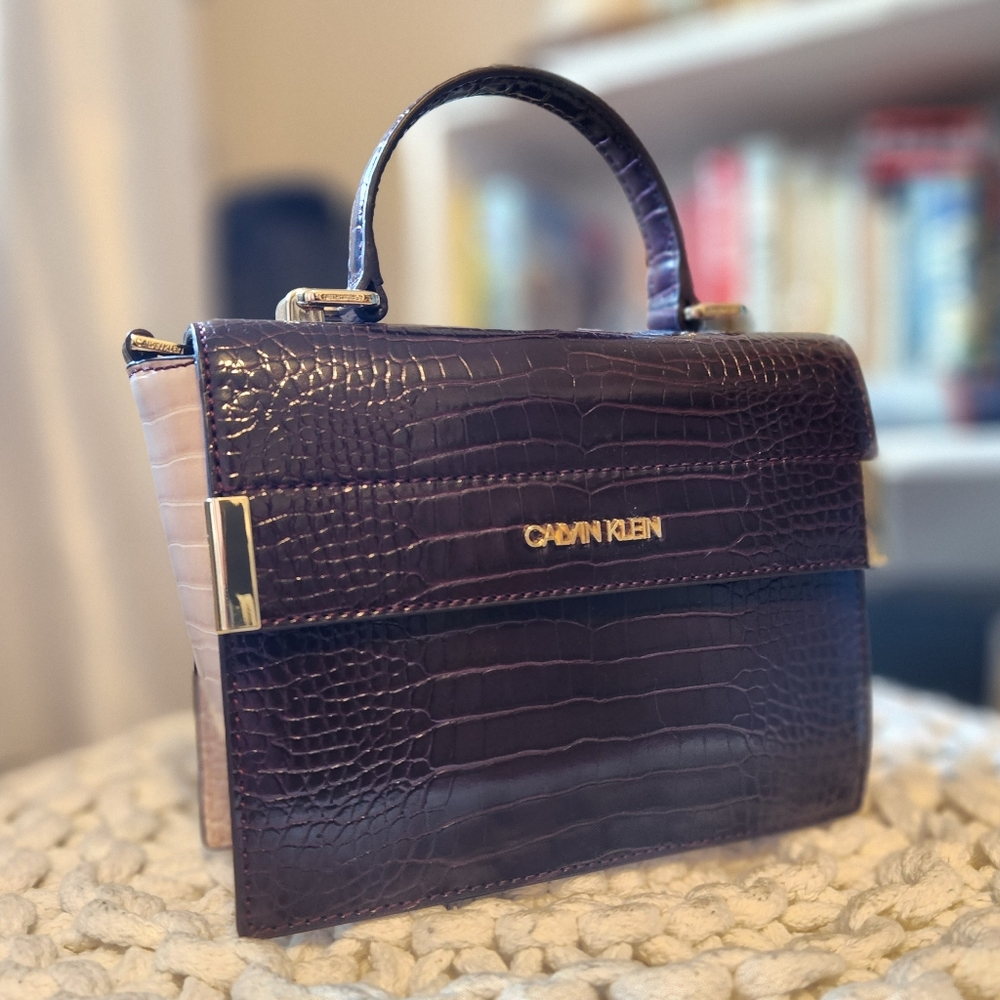 Crocodile Embossed Calvin Klein Handbag & Crossbody